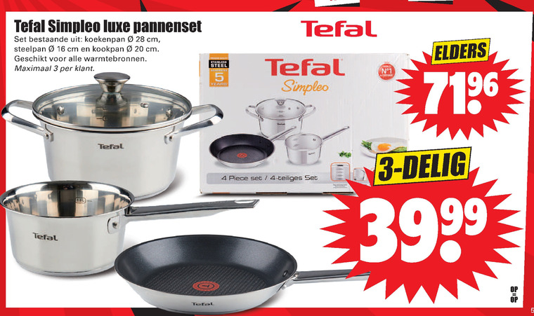 Republiek uitvegen stijl Tefal pannenset folder aanbieding bij Dirk - details