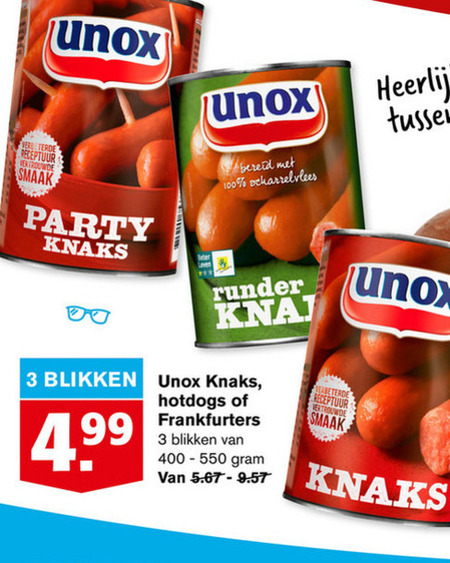 Unox   knakworst folder aanbieding bij  Hoogvliet - details