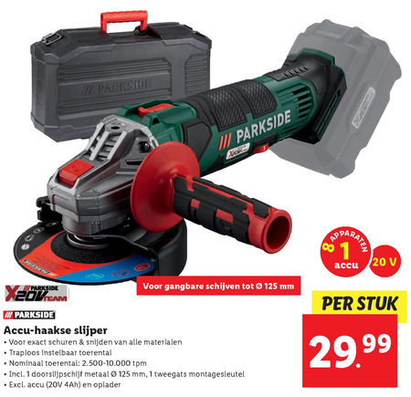 Gedateerd reptielen routine Parkside haakse slijper folder aanbieding bij Lidl - details