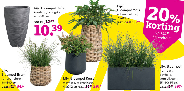 Verstikken Pebish Passief bloempot folder aanbieding bij Leenbakker - details