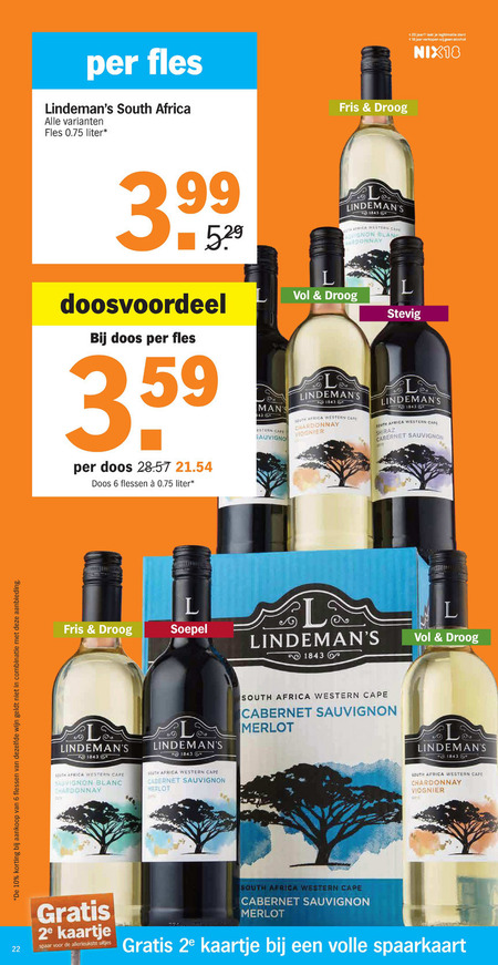 voorraad Brochure fout Lindemans rode wijn, witte wijn folder aanbieding bij Albert Heijn - details