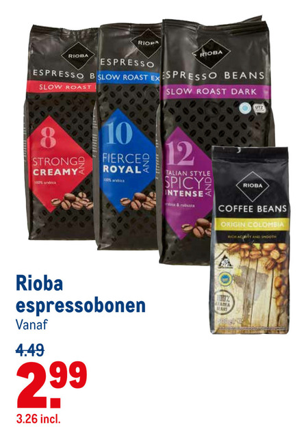 Rioba   koffiebonen folder aanbieding bij  Makro - details