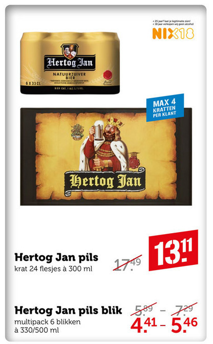 Hertog Jan   krat bier, blikje bier folder aanbieding bij  Coop - details