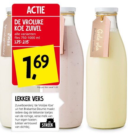 De vrolijke Koe   melk, zuivel folder aanbieding bij  Jan Linders - details