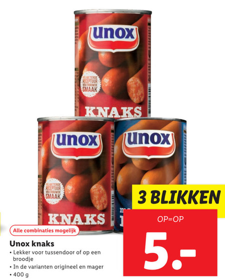 Unox   knakworst folder aanbieding bij  Lidl - details