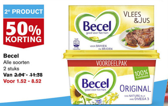 Becel   margarine, olie en vetten folder aanbieding bij  Hoogvliet - details