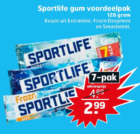 Sportlife   kauwgom folder aanbieding bij  Trekpleister - details