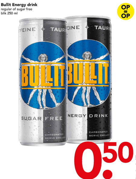 Bullit   energiedrank folder aanbieding bij  Deen - details