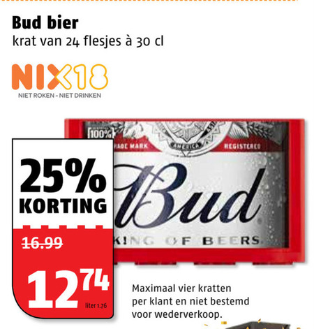 Bud   krat bier folder aanbieding bij  Poiesz - details