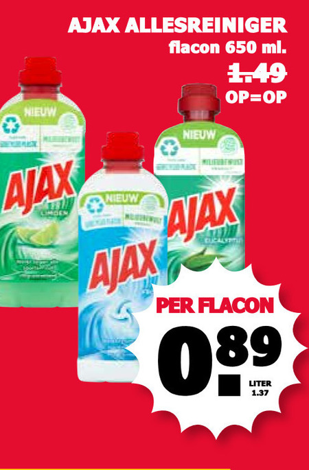 Ajax   allesreiniger folder aanbieding bij  MCD Supermarkt Basis - details