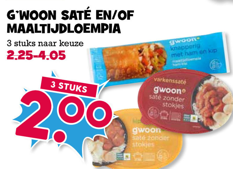 Gwoon   loempia, satevlees folder aanbieding bij  Boons Markt - details