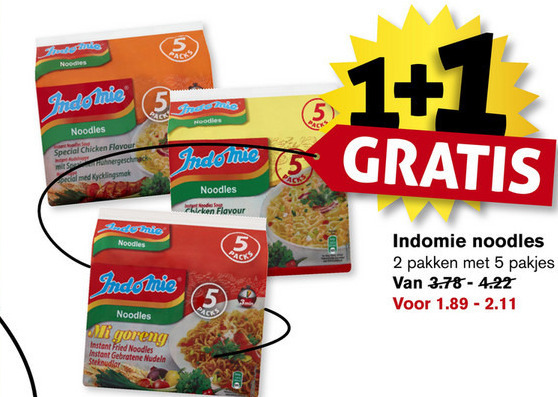 Indomie   noodles folder aanbieding bij  Hoogvliet - details