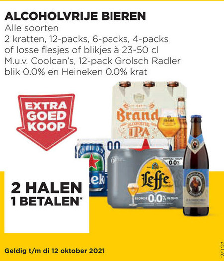 Heineken 0.0   alcoholvrij bier, blikje bier folder aanbieding bij  Jumbo - details