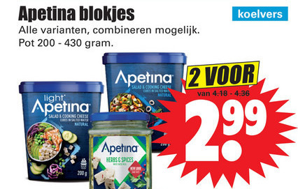 Apetina   feta, kaasblokjes folder aanbieding bij  Dirk - details