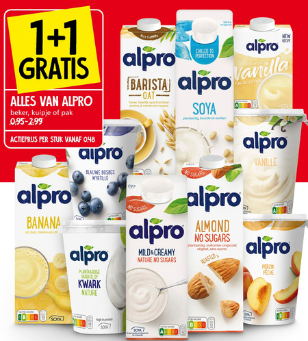 Alpro   soja yoghurt, soja melk folder aanbieding bij  Jan Linders - details