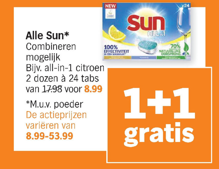 Sun   vaatwasmiddel folder aanbieding bij  Albert Heijn - details