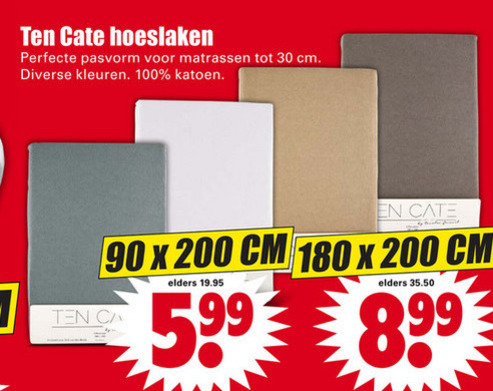 Zonder hoofd poort bout Ten Cate hoeslaken folder aanbieding bij Dirk - details