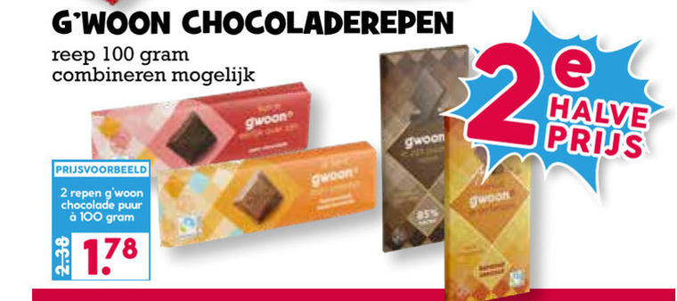 Gwoon   chocolade folder aanbieding bij  Boons Markt - details