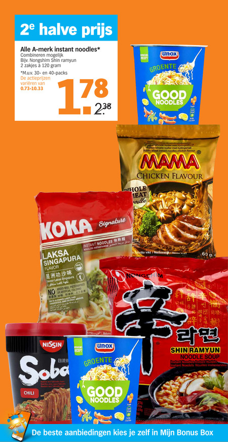 Alle merken   noodles folder aanbieding bij  Albert Heijn - details