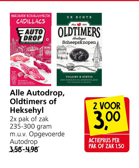 Oldtimers snoep, drop folder aanbieding bij Jan Linders - details