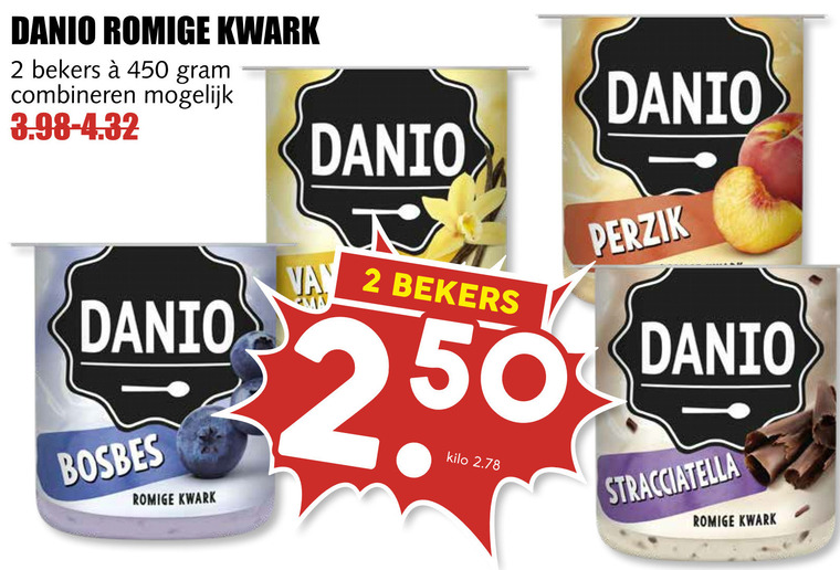 Danone Danio   kwark folder aanbieding bij  MCD Supermarkt Basis - details