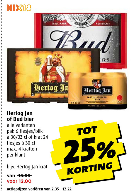 Hertog Jan   blikje bier, krat bier folder aanbieding bij  Boni - details