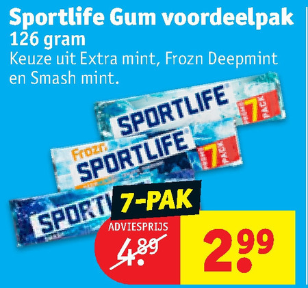 Sportlife   kauwgom folder aanbieding bij  Kruidvat - details