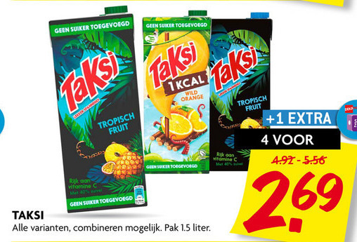 Taksi   fruitdrank folder aanbieding bij  Dekamarkt - details