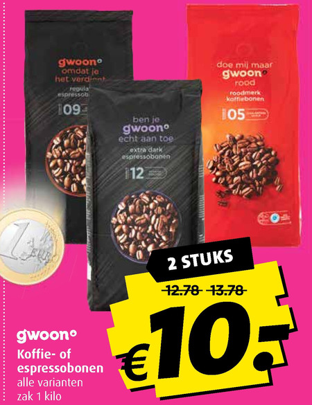 Gwoon   koffiebonen folder aanbieding bij  Boni - details