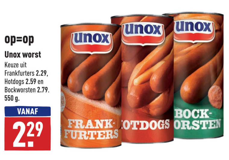 Unox   knakworst folder aanbieding bij  Aldi - details