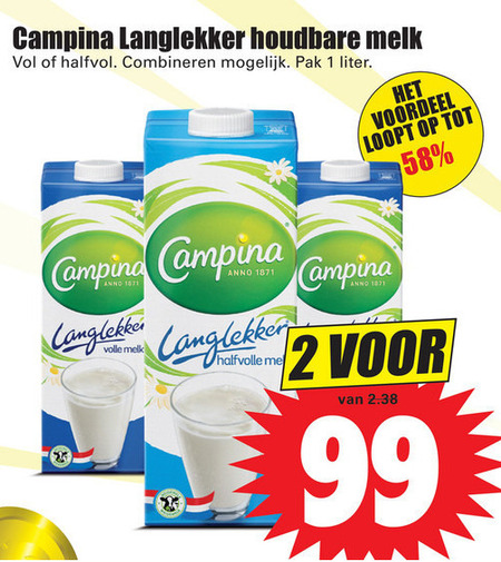 Campina   melk folder aanbieding bij  Dirk - details