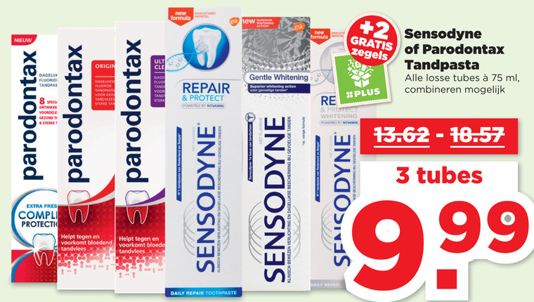 Sensodyne   tandpasta folder aanbieding bij  Plus - details