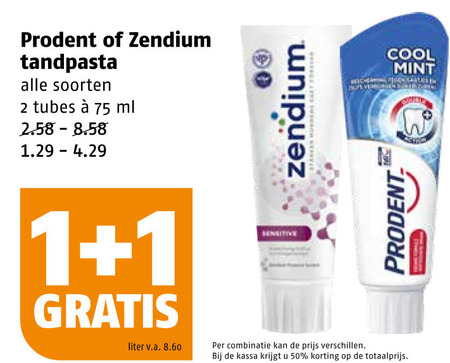 Zendium   tandpasta folder aanbieding bij  Poiesz - details