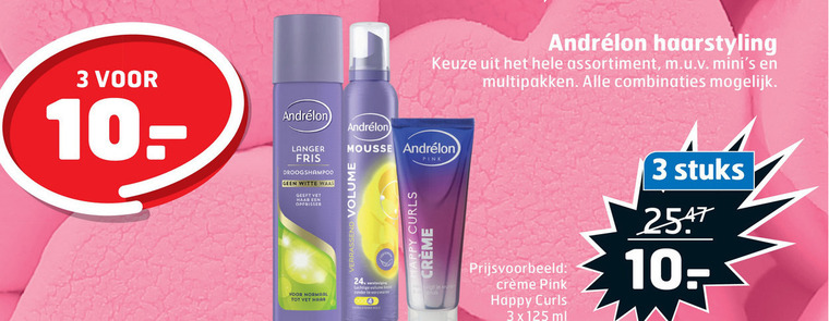 Andrelon   hairspray, haargel folder aanbieding bij  Trekpleister - details