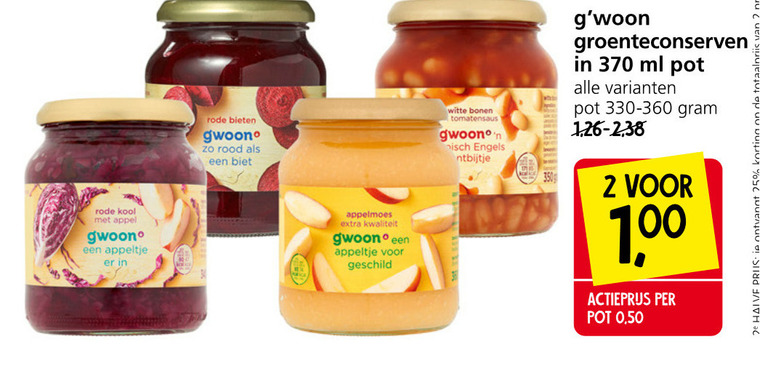 Gwoon   groenteconserven folder aanbieding bij  Jan Linders - details