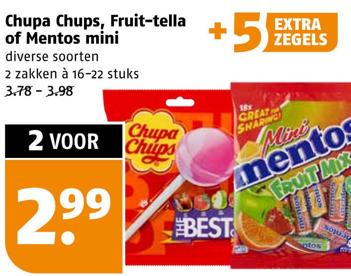 Fruit-Tella snoep, lollie folder aanbieding bij Poiesz - details