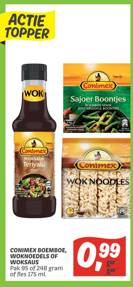 Conimex   boemboe, woksaus folder aanbieding bij  Dekamarkt - details