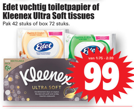 Kleenex   tissue, vochtig toiletpapier folder aanbieding bij  Dirk - details