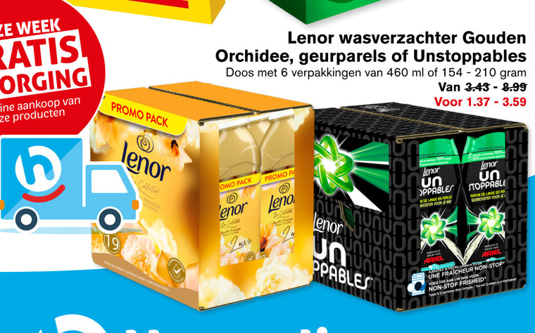 Lenor   wasverzachter folder aanbieding bij  Hoogvliet - details