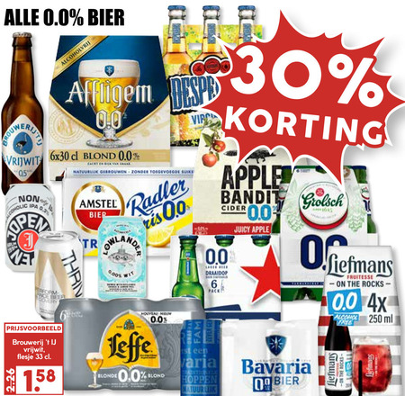 Heineken 0.0   alcoholvrij bier, blikje bier folder aanbieding bij  MCD Supermarkt Basis - details