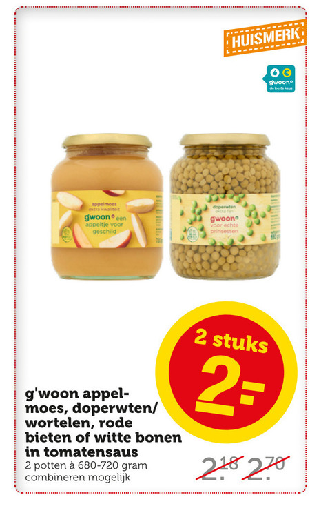 Gwoon   groenteconserven, appelmoes folder aanbieding bij  Coop - details