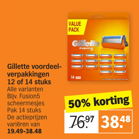 Gillette   scheermesjes folder aanbieding bij  Albert Heijn - details