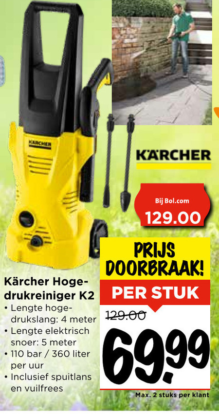 Beer afgunst kleinhandel Karcher hogedrukreiniger folder aanbieding bij Vomar - details