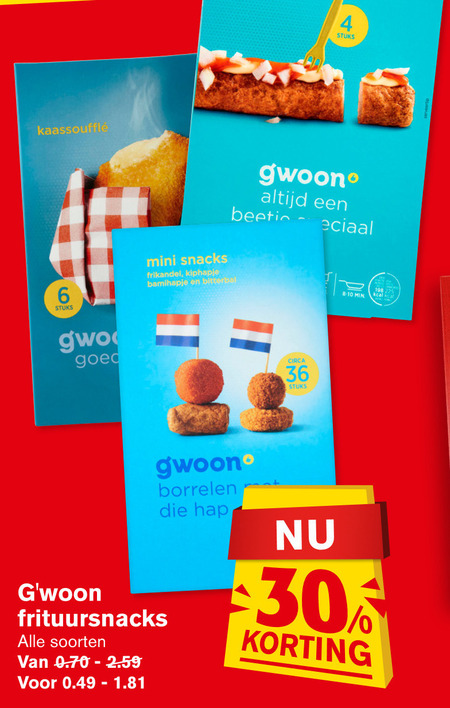 Gwoon   kroket, snack folder aanbieding bij  Hoogvliet - details