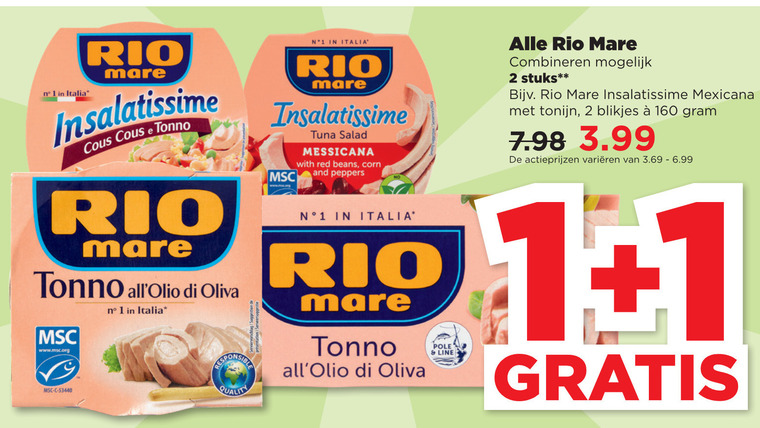 Rio Mare   tonijn in blik folder aanbieding bij  Plus - details