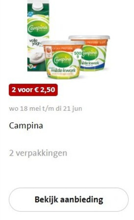 Campina   kwark, yoghurt folder aanbieding bij  Jumbo - details