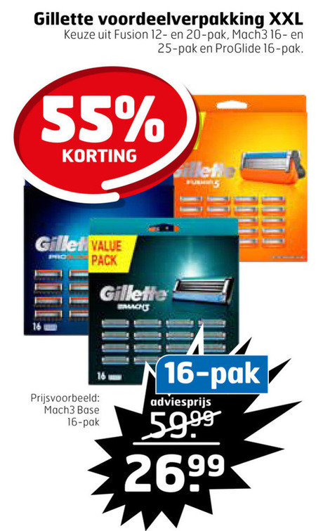 Gillette   scheermesjes folder aanbieding bij  Trekpleister - details