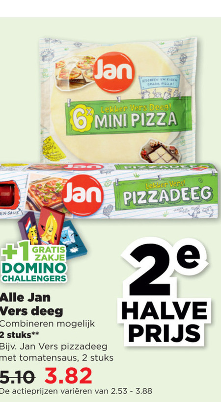 Jan   pizzadeeg, vers deeg folder aanbieding bij  Plus - details