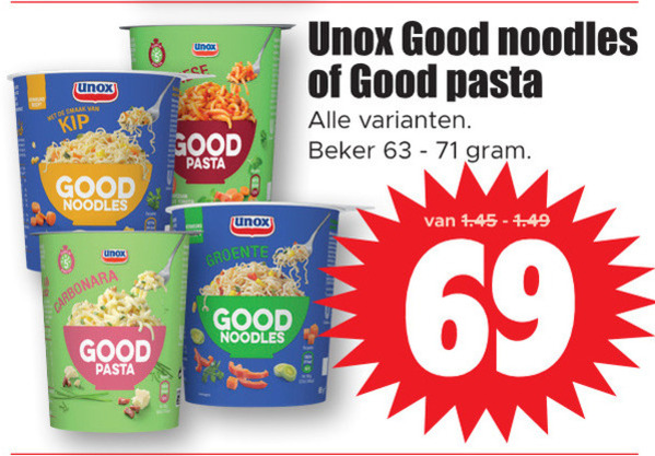 Unox   noodles folder aanbieding bij  Dirk - details