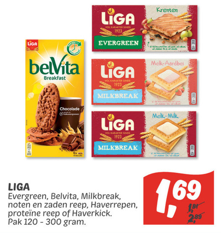 Liga   melkbiscuit, fruitbiscuit folder aanbieding bij  Dekamarkt - details